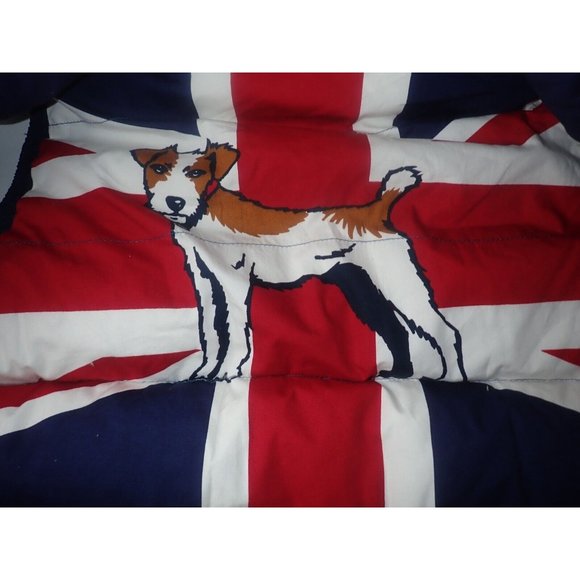Boden Mens Down Vest XXL Zip Blue‎ with Dog Print Union Jack Interior Zip - Picture 7 of 9